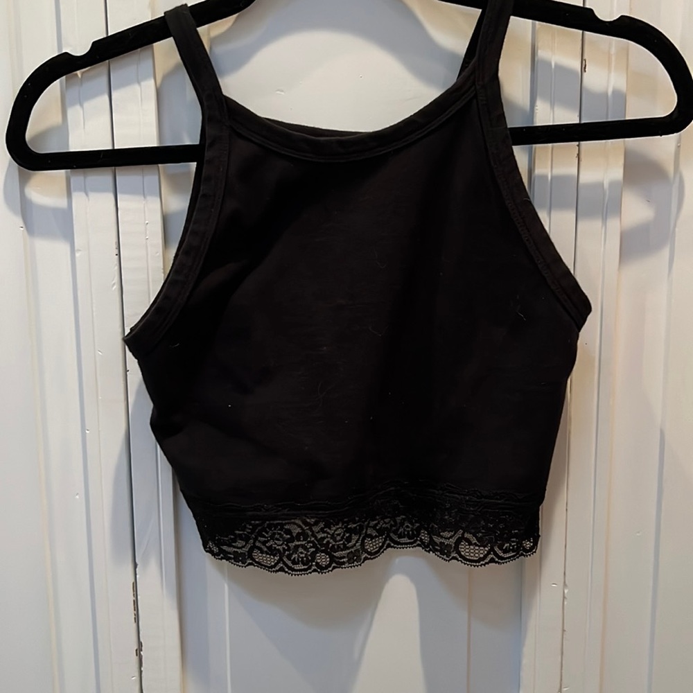 Black halter with lace tank